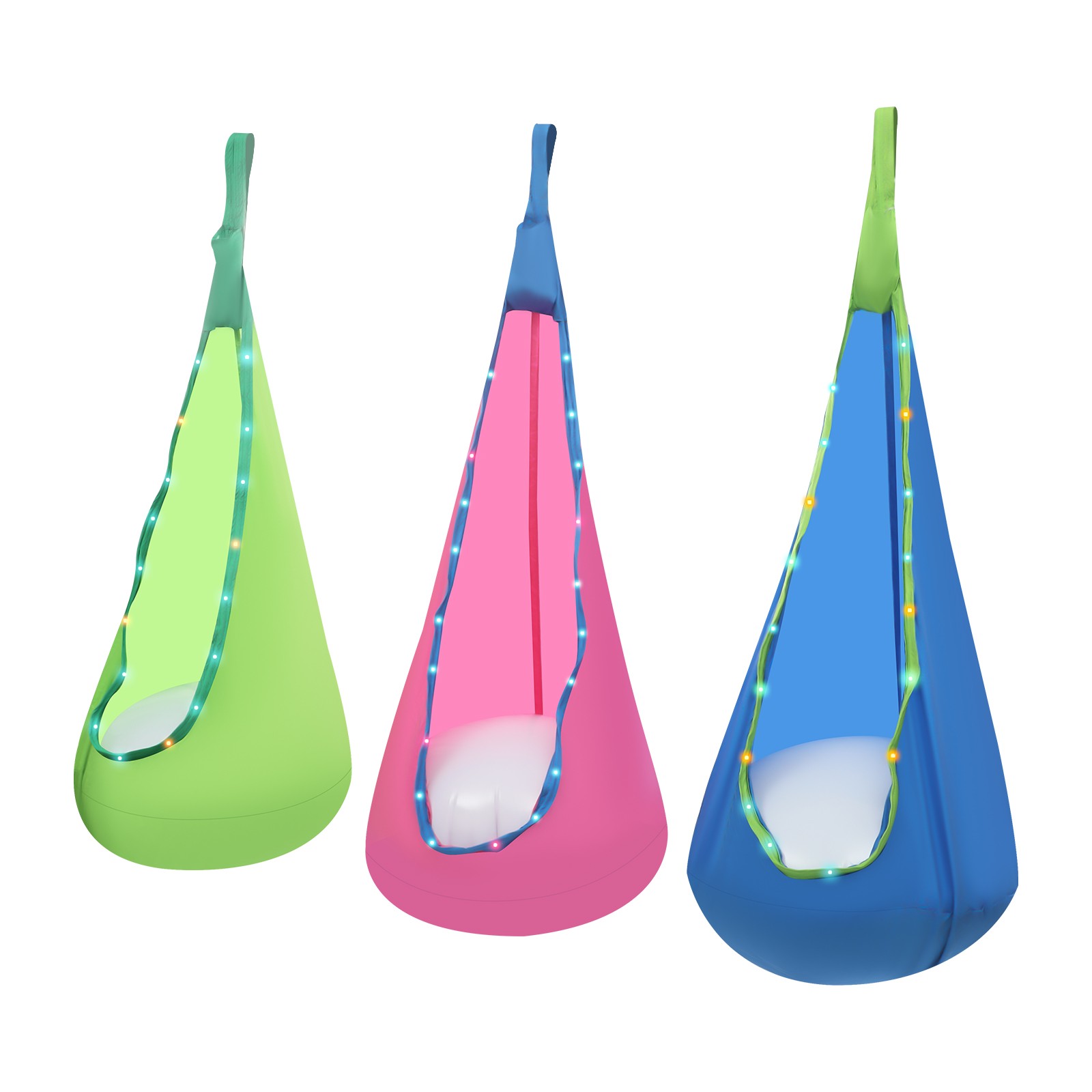 3pcs Light Up Kids Pod Swing Seat Swing Chair for Kids Indoor & Outdoor Remote