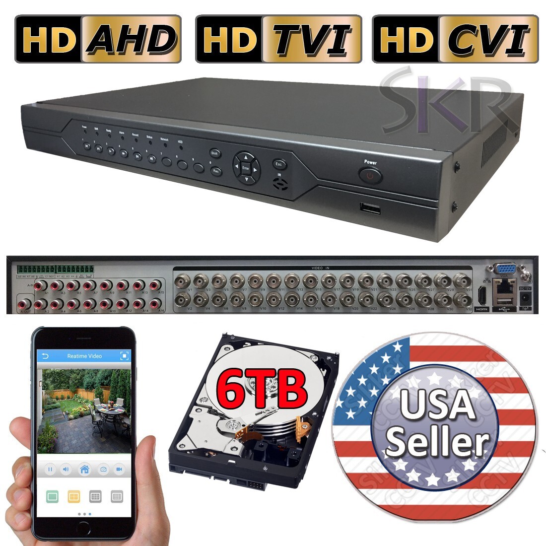 Sikker 32 Channel 1080P 5MP recorder Security Camera System with 6TB hard drive