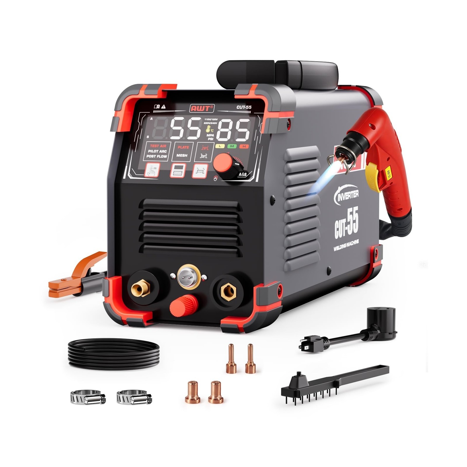 AWT Plasma Cutter,Large LED Display Cutter Machine 55Amps with Non-Touch Pilo...