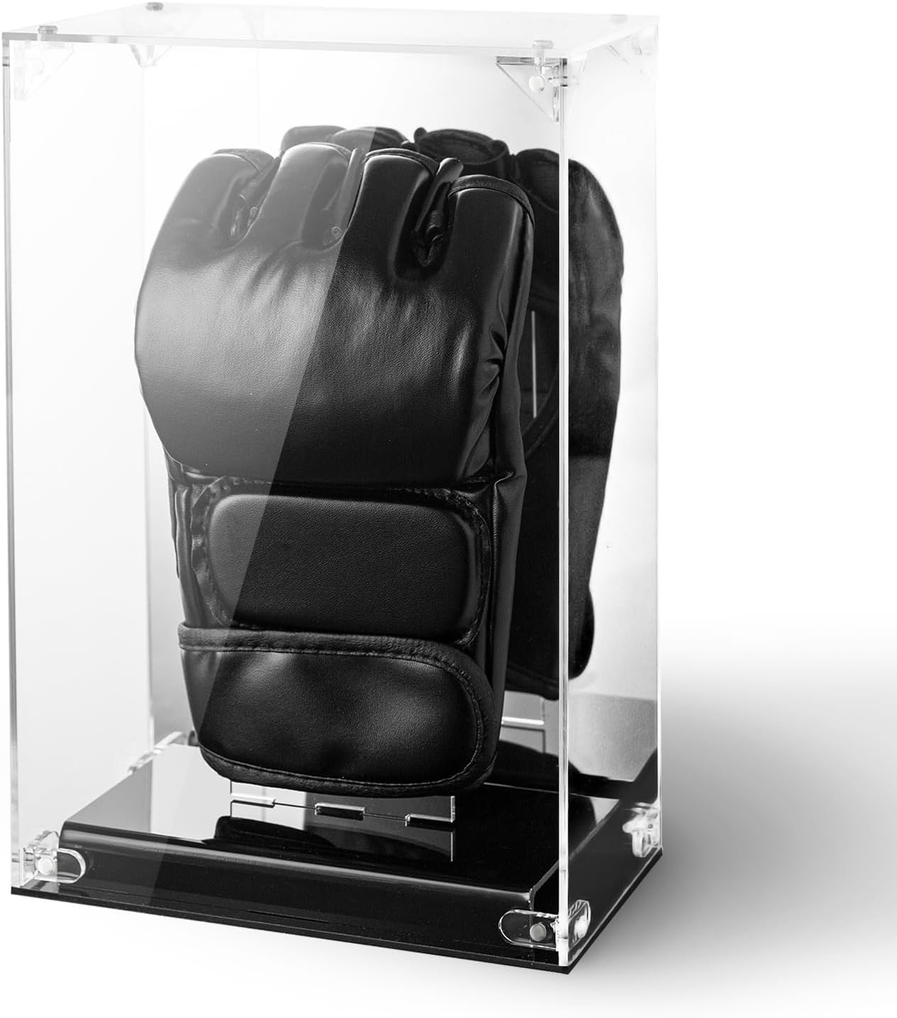 MMA Glove Display Case with Mirror Back, Single Holder, Acrylic Clear