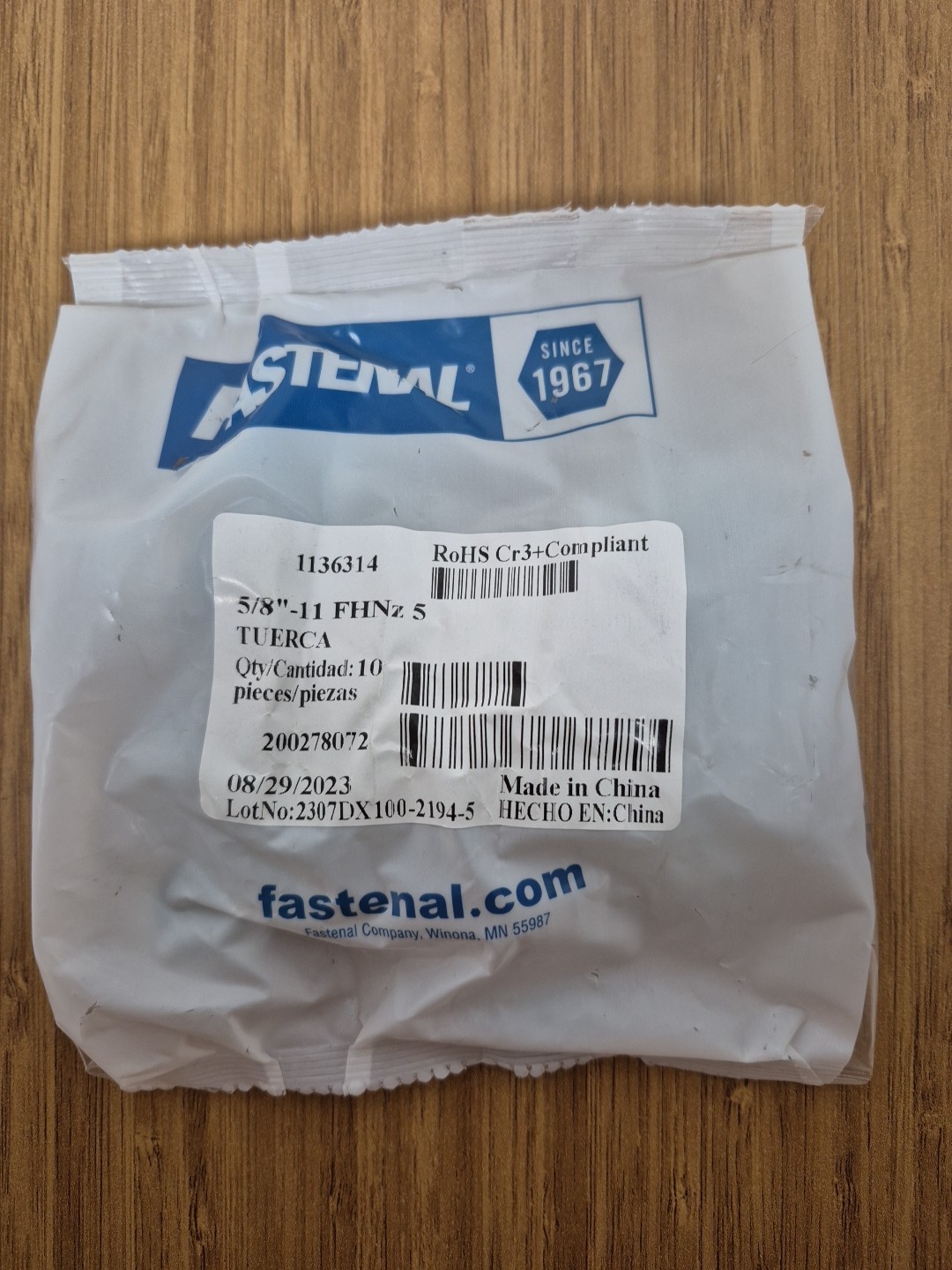 Fastenal 1136314 10 Piece 5/8" - 11 FHNz 5