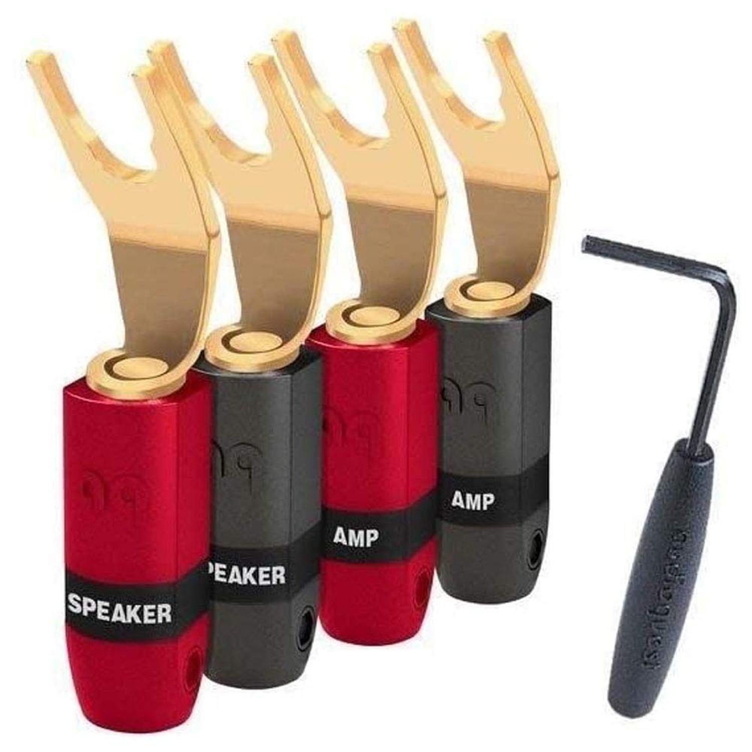 AudioQuest Sure Grip 300 Multi-Size Spade Speaker Connectors - (Set of 4) Gold