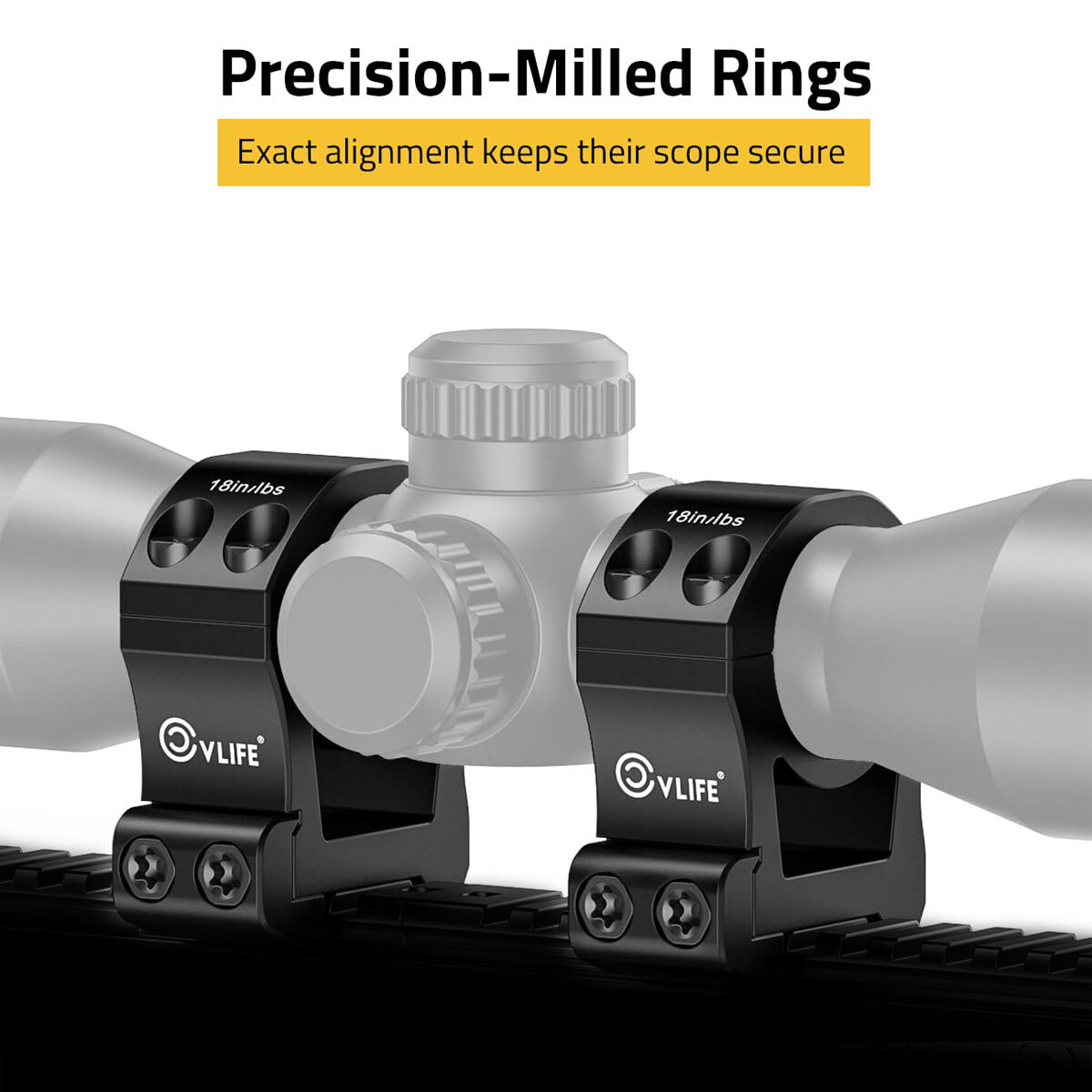 High Profile 1"/25.4MM Precision Scope Ring Mount Compatible with Picatinny Rail