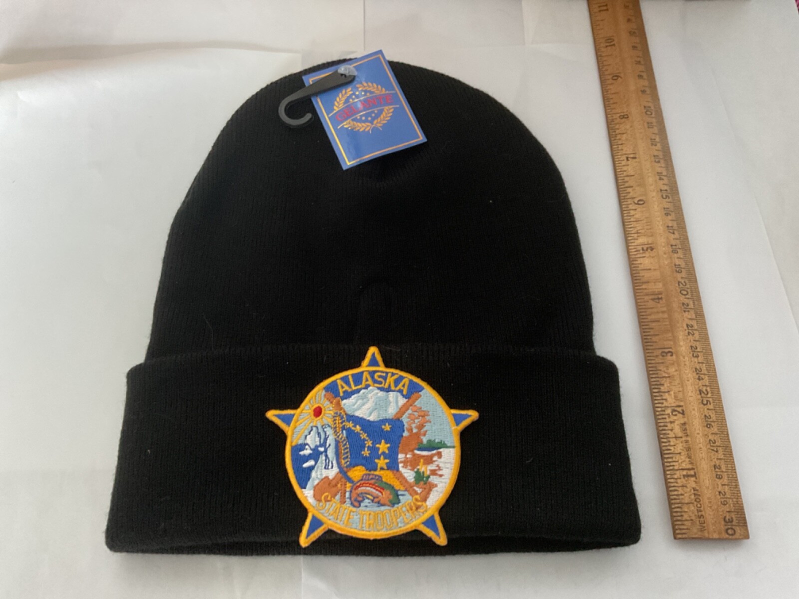 Alaska State Troopers Collectable Hat patch Sewn on Black Watch Cap