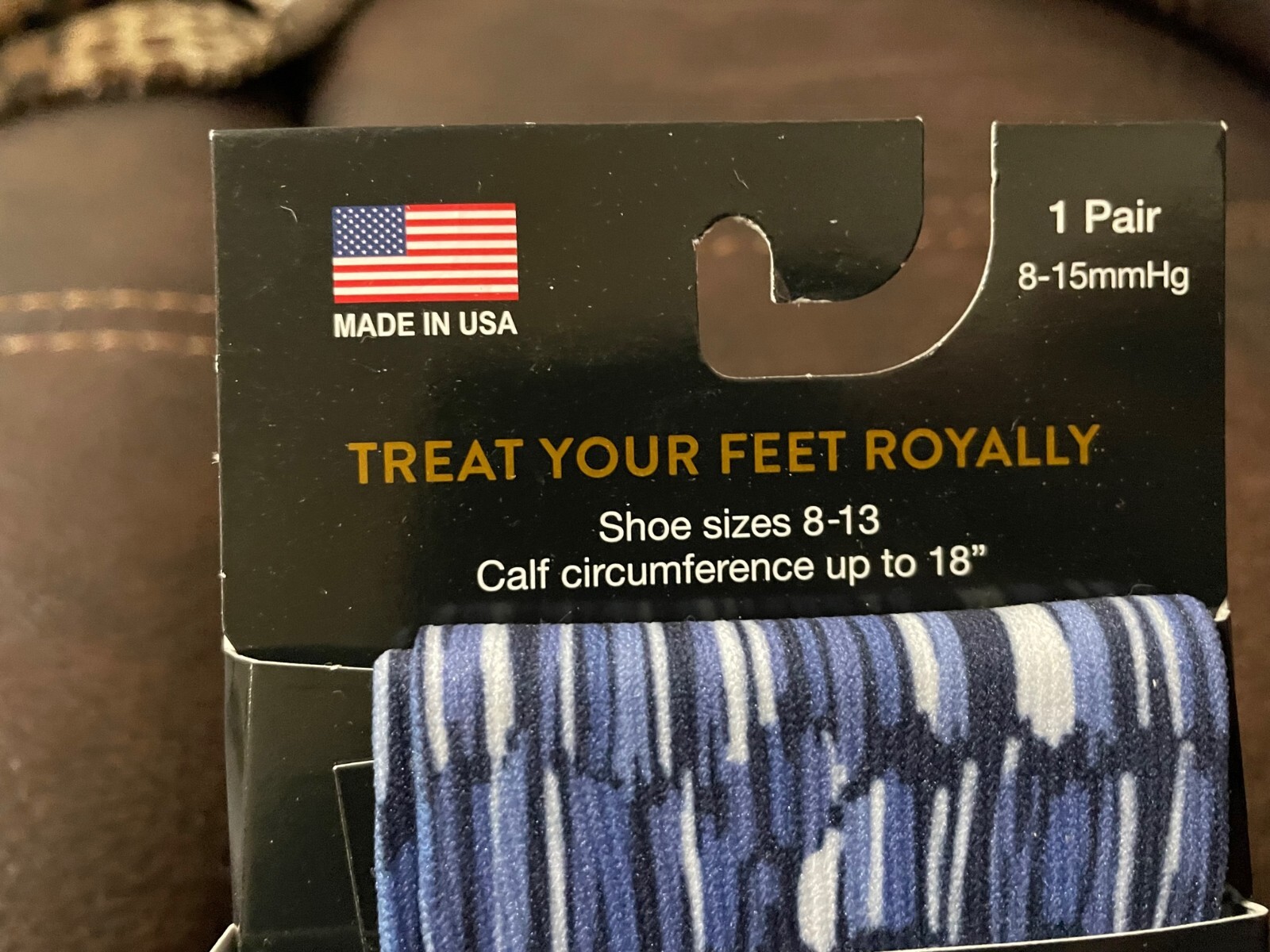 Prince Daniel Mens Therapeutic Compression Blue Striped Socks Size 8-13