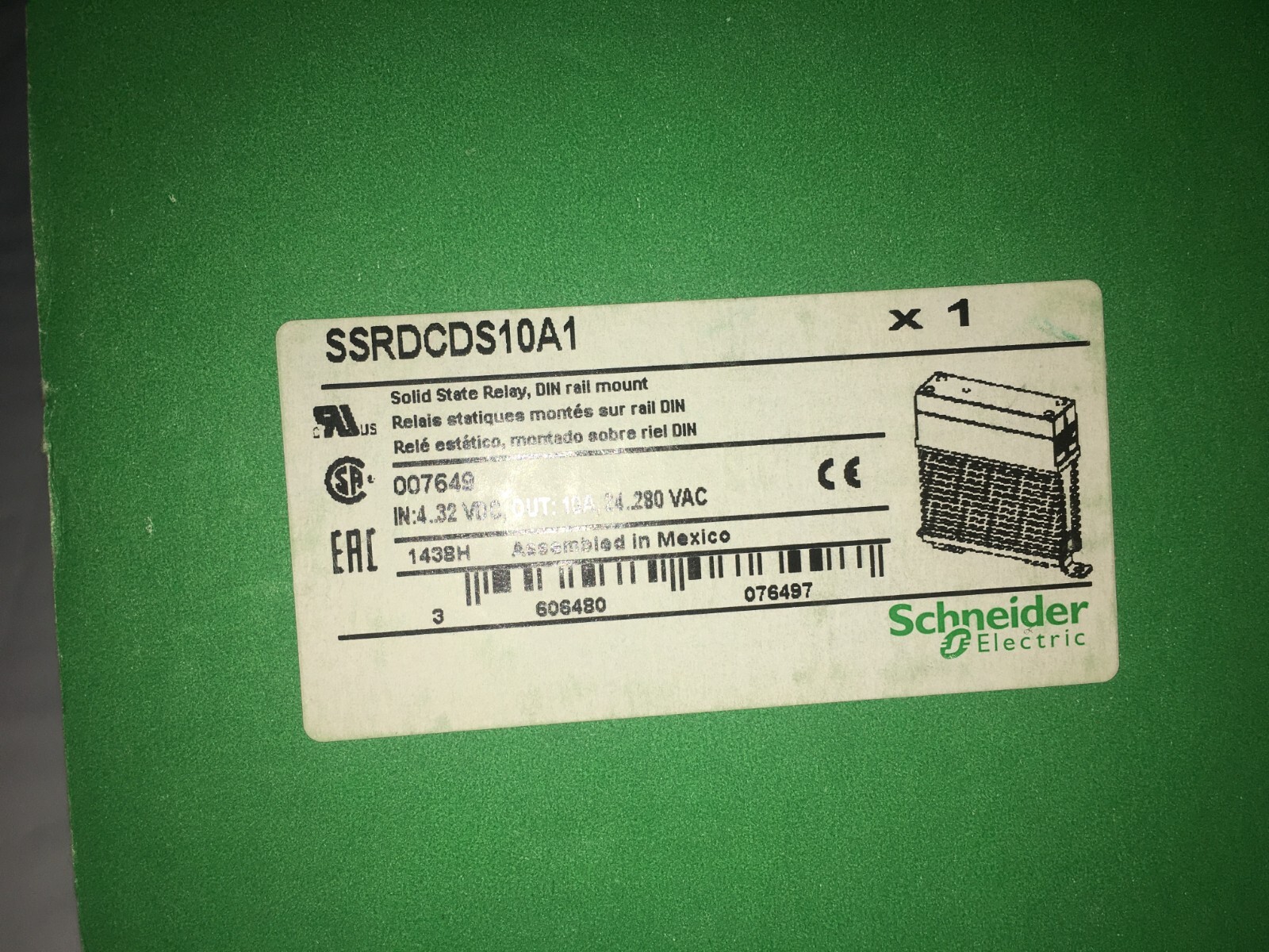 SSRDCDS10A1 Schneider Solid State Relay NEW No tariff to US customers