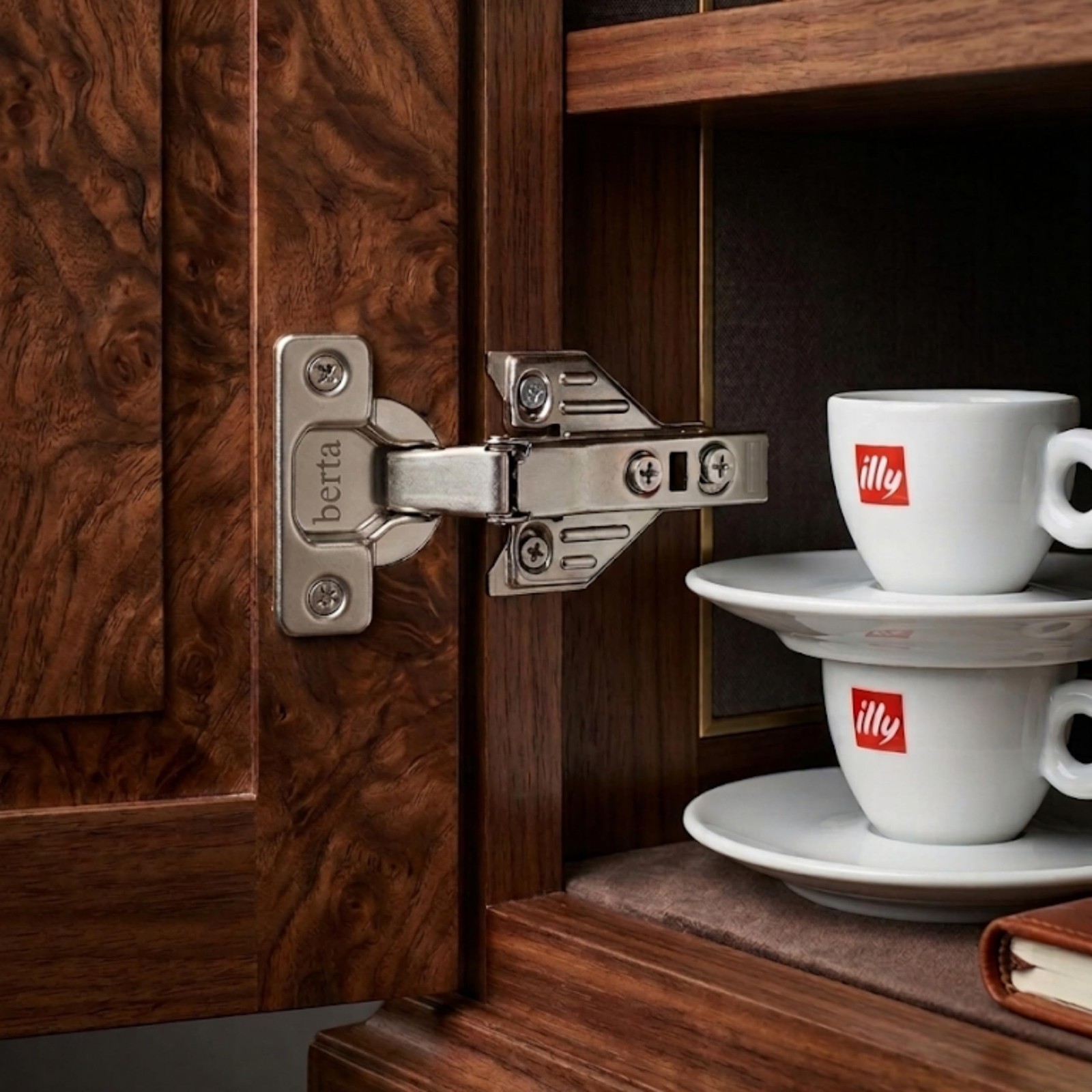 Berta 2-Pack, Full Overlay Cabinet Door Hinges,105 Degree Adjustable Conceale...