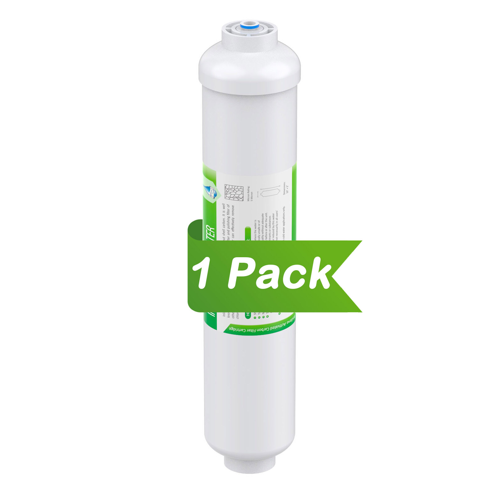 1 Pack Inline T33 Post Carbon Water Filter Fridge Cartridges 1/4" Quick Connect