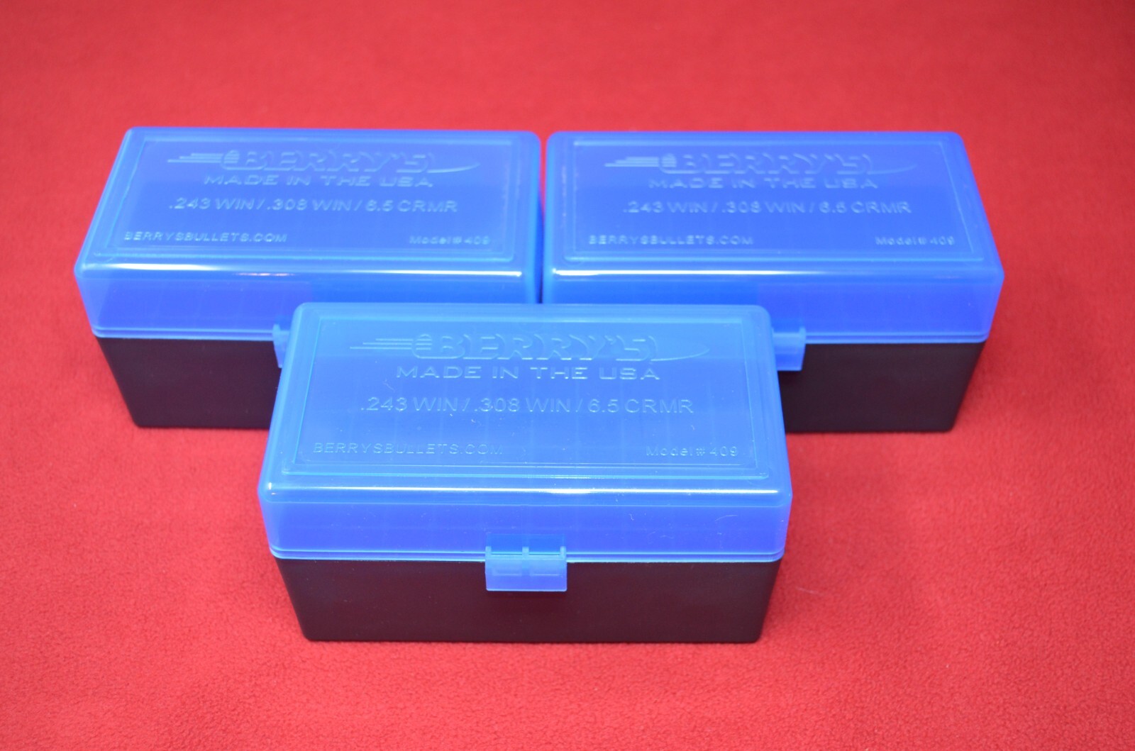 3 x AMMO BOXES BLUE 50 Round 308 / 243 / More- Berry's Plastic Container