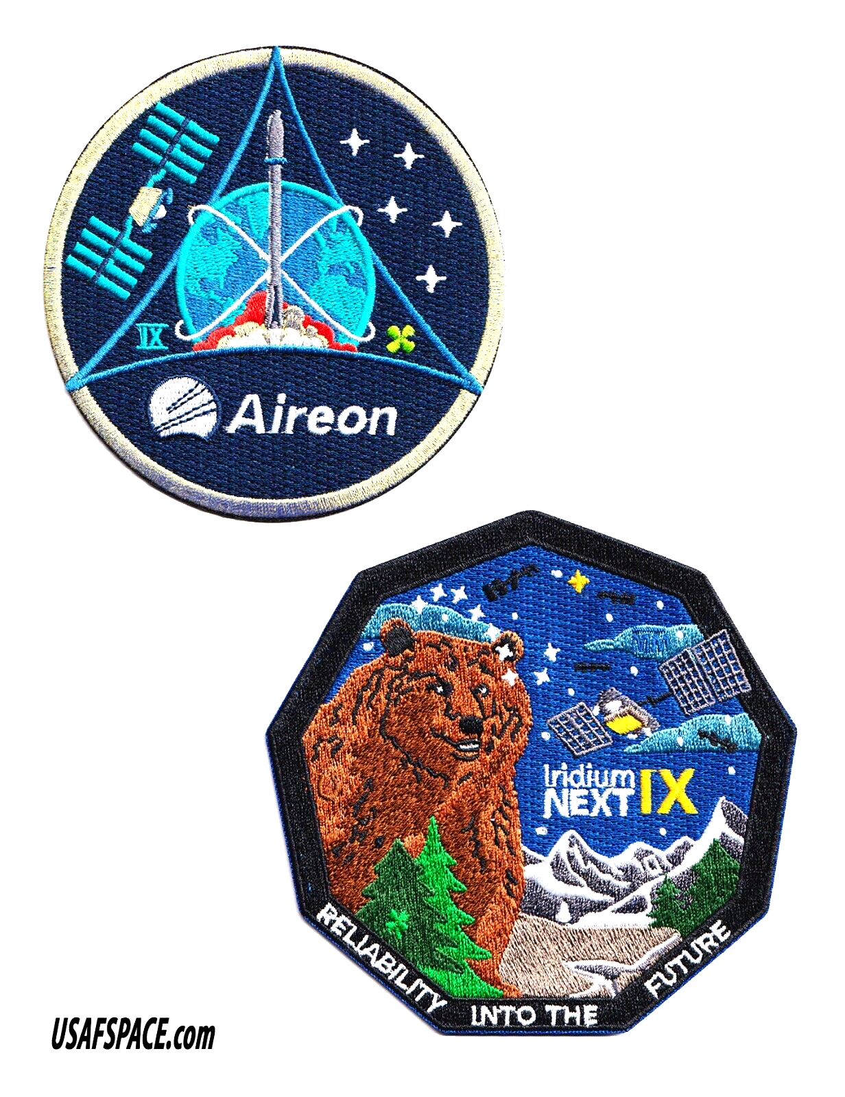Authentic Aireon Flight 9-Iridium NEXT-9-SPACEX Falcon-9 Launch-USSF-PATCH SET