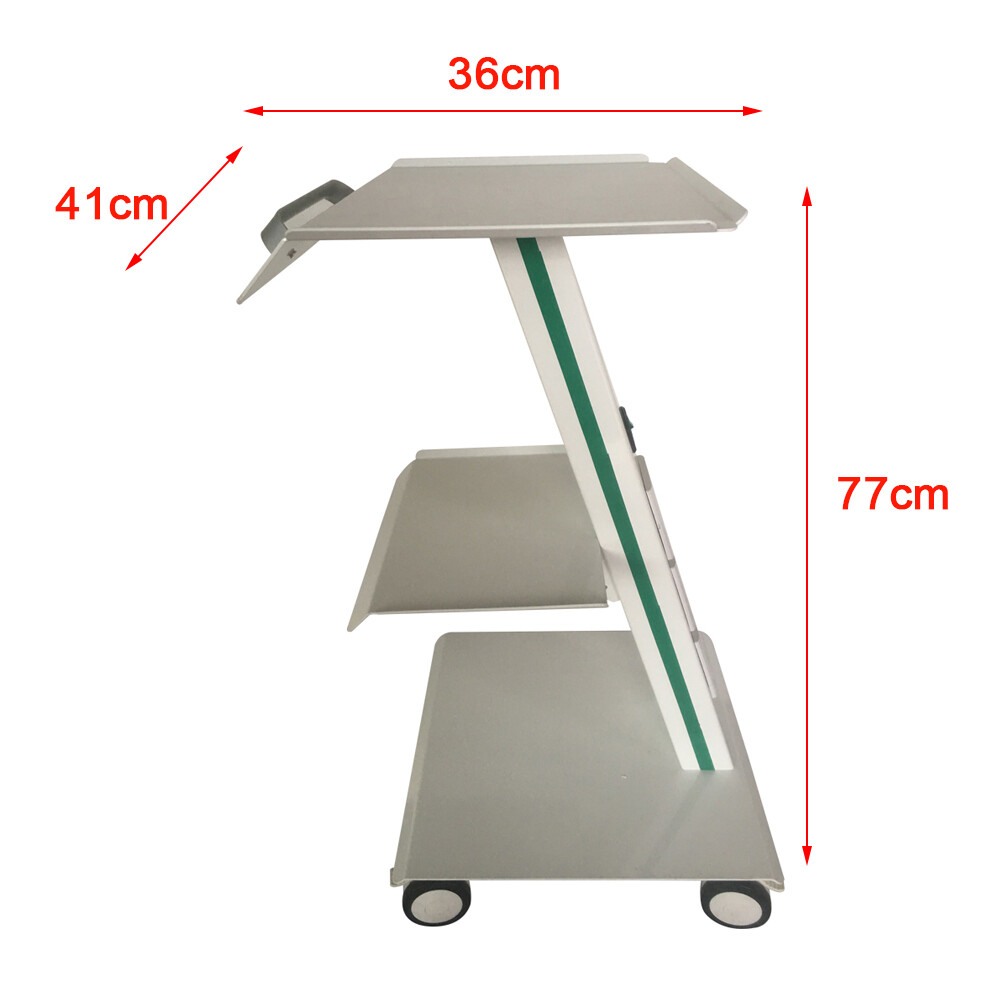 Medical Mobile Dental Trolley Cart 3-Tier Built-in Socket Equipment w/Foot Brake