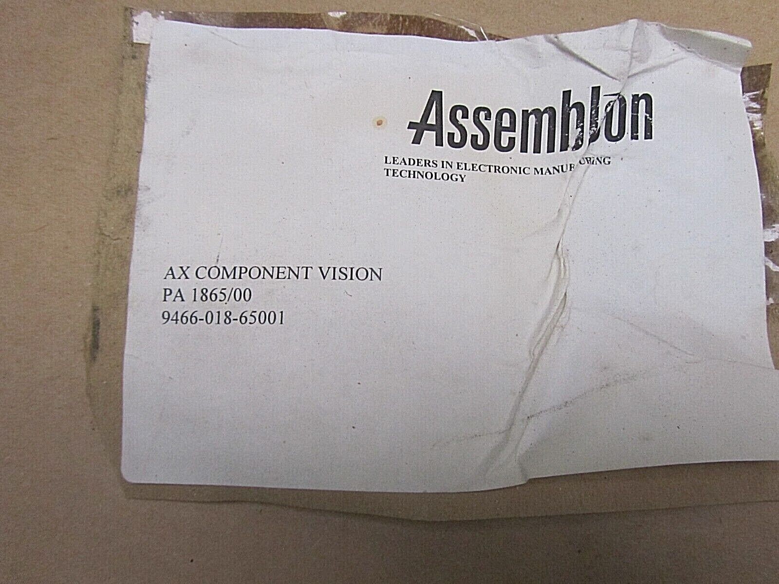 ASSEMBLEON AX component vision PA 1865/00 9466-018-065001