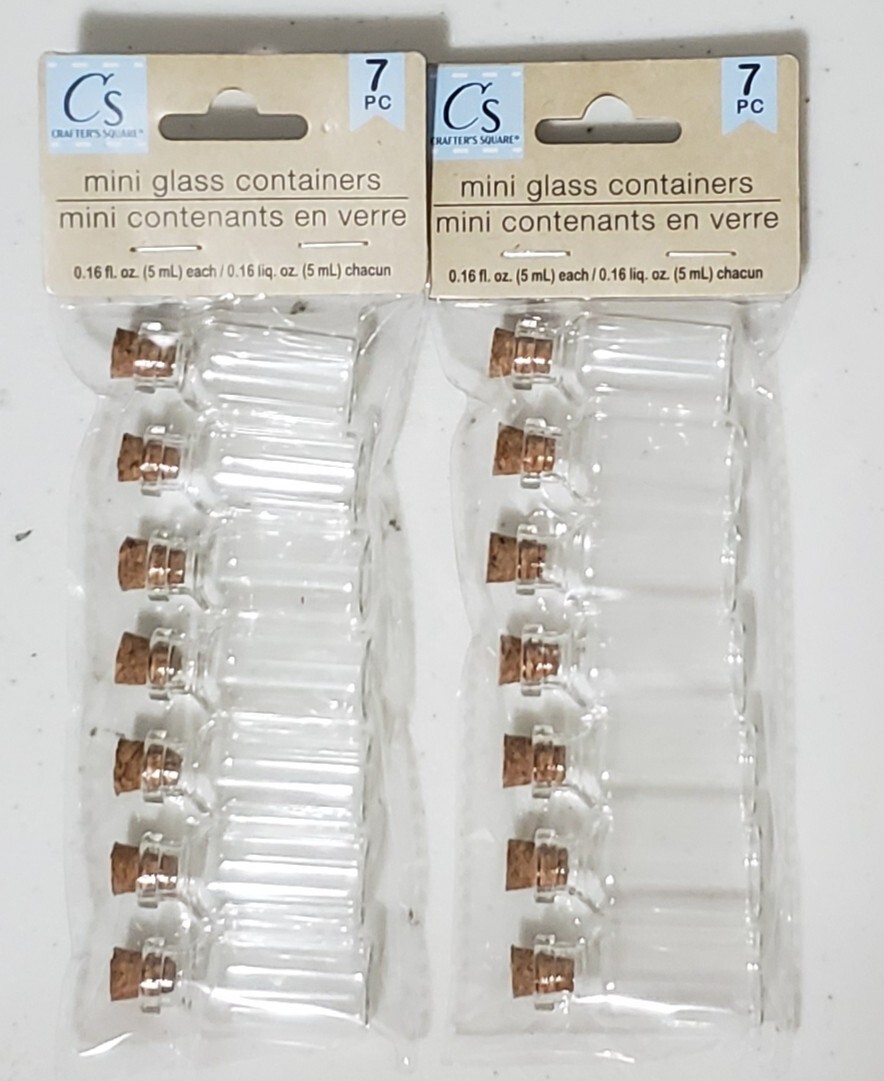SET OF 2 5ml Mini Glass Bottles Jars Vials Container w/ Cork 7pc