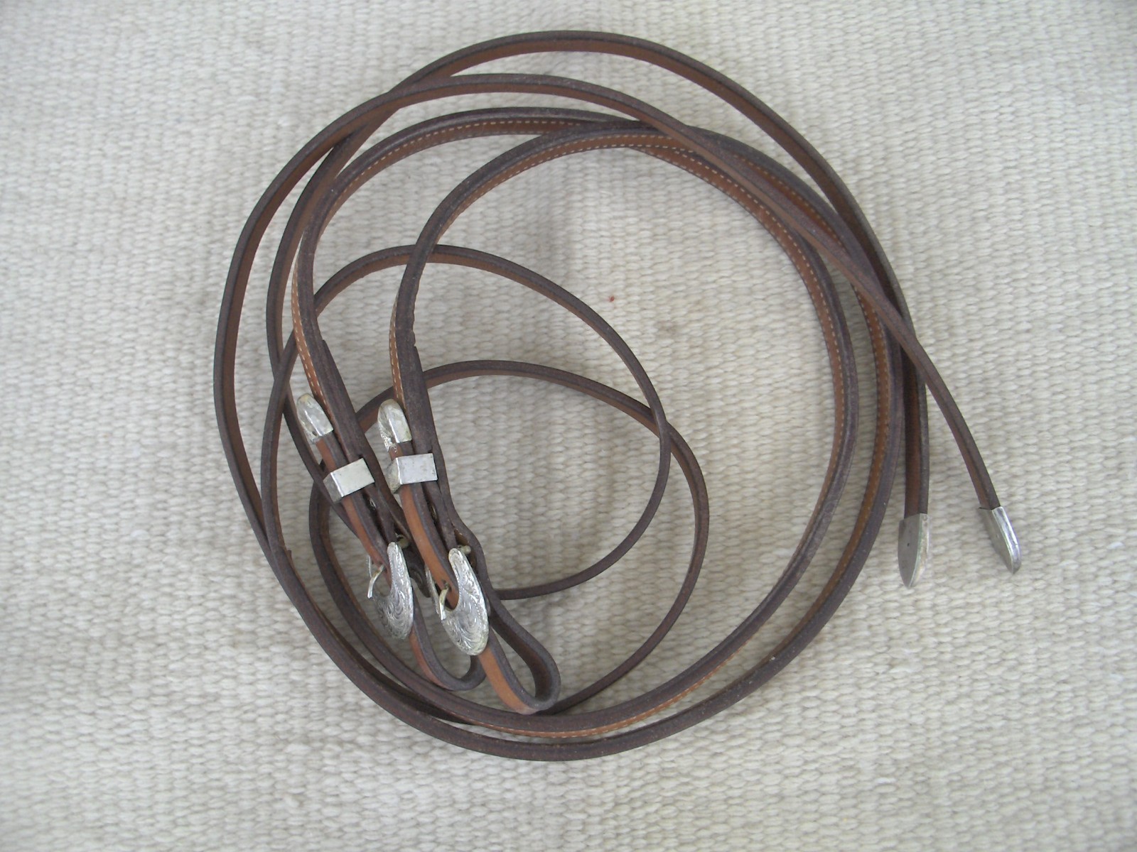 WESTERN SPLIT REINS with SILVER BUCKLES for HEADSTALL/BRIDLE