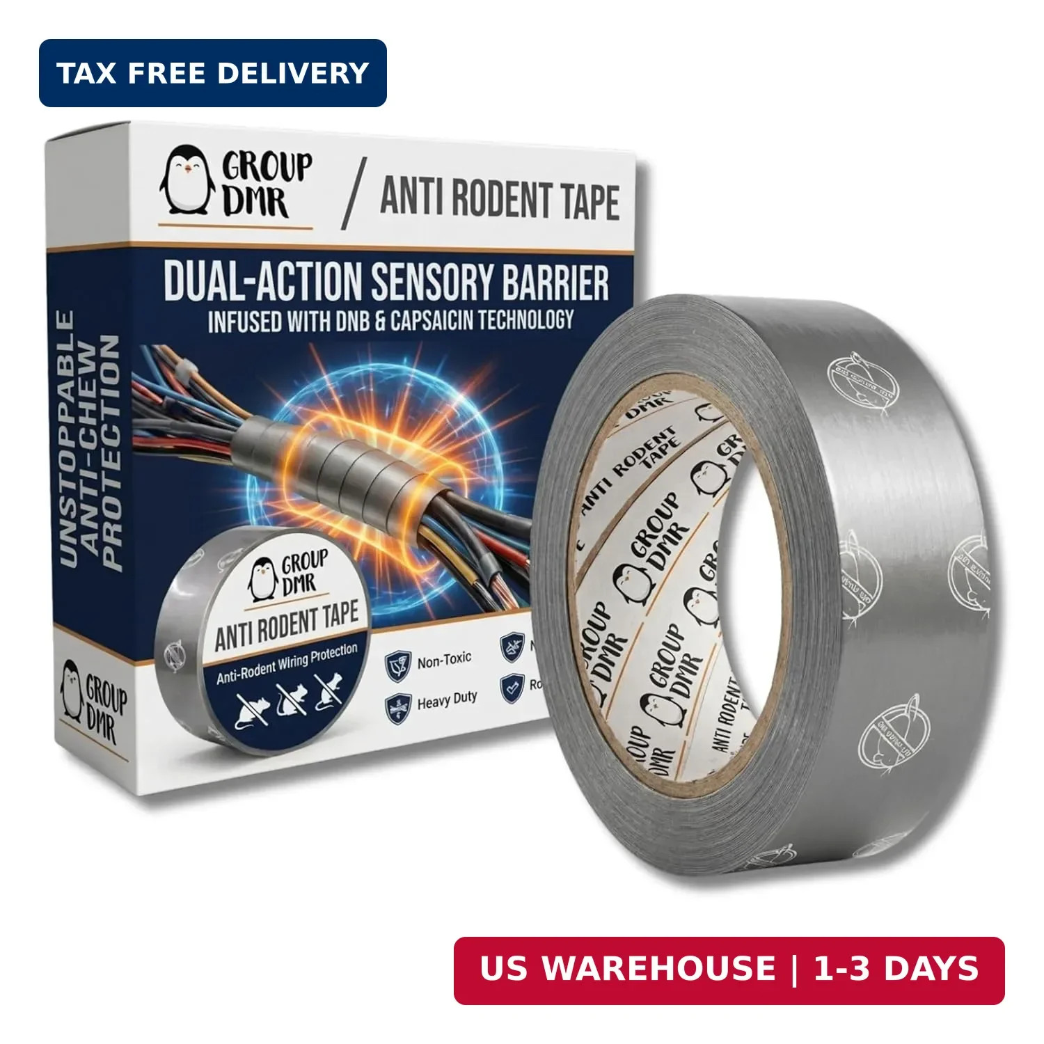 Rodent Anti-Chew Deterrent Tape - DNB & Capsaicin Infused Heavy Duty Wire Protec
