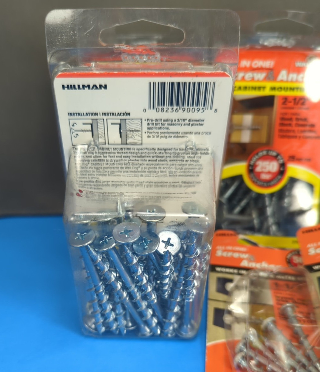 LOT of Cabinet Mounting Screw & Anchor Sets by Hillman Stanley Bullet Catches