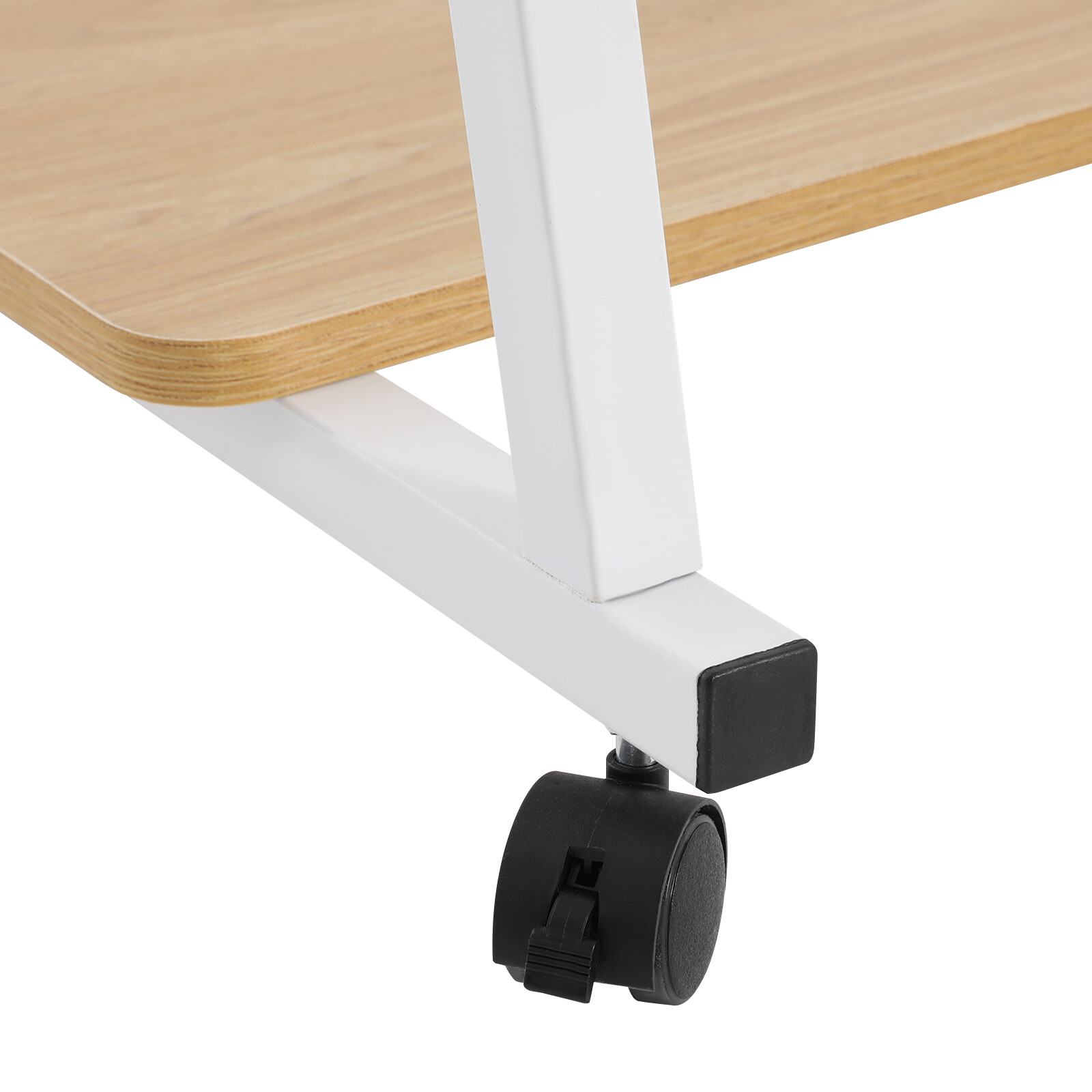 3-tier Computer Desk, Home Office Desk, Rolling Computer Desk, White, Log Color