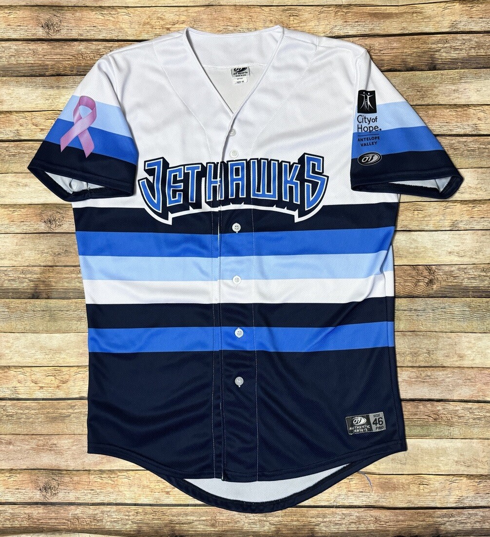 Lancaster JetHawks Game Used Signed Jersey Breast Cancer MiLB Astros OT 46 Large