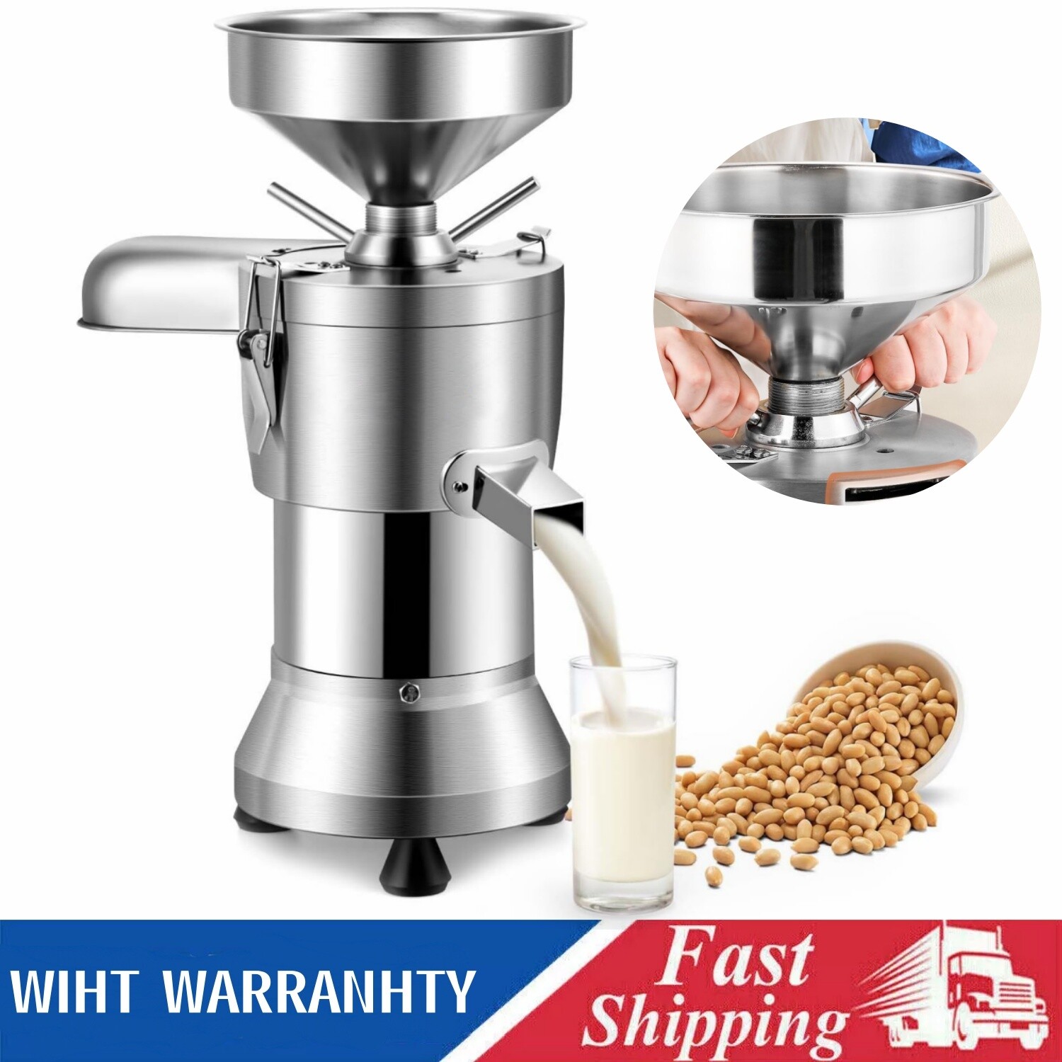 1100W Commercial Soy Milk Maker Stainless Steel Grinding Machine Slag Separated