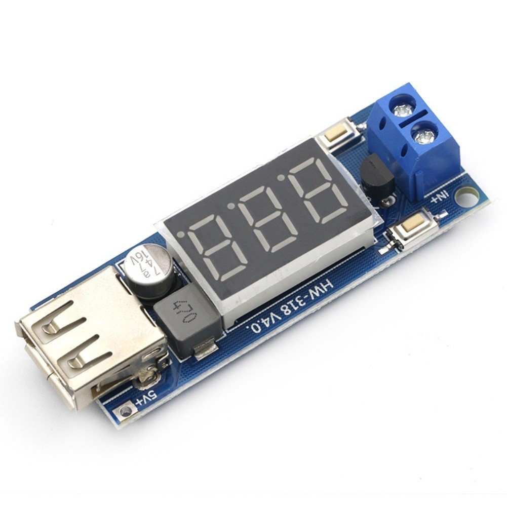 DC 4 5 to 40V Step Down Power Supply Module with USB Charger and Voltmeter