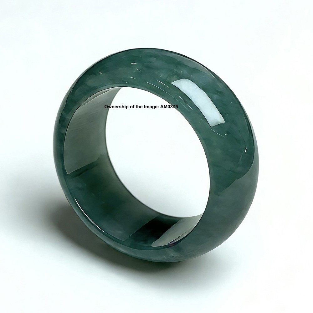 Natural Jadeite Jade Band Ring Women Men Oil-Green Natural Jade US Size 10