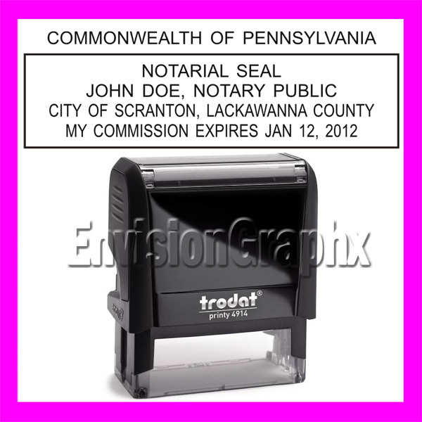 Custom Official NOTARY PUBLIC PENNSYLVANIA Self Inking Rubber Stamp T4914 black