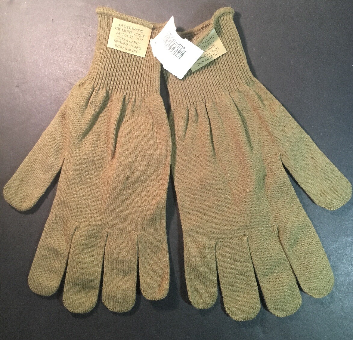 GI CW Lightweight Glove Insert XL 8415-01-333-9714 Indogem NWT Green