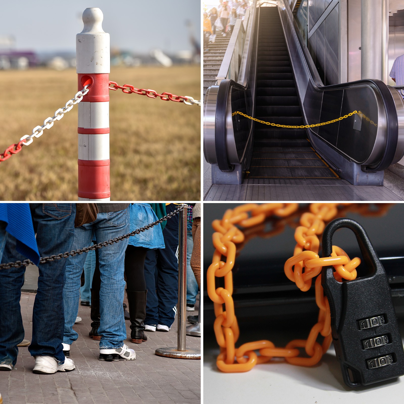Plastic Barriers Chain, 24Ft Length Gray Plastic Safety Chain Link