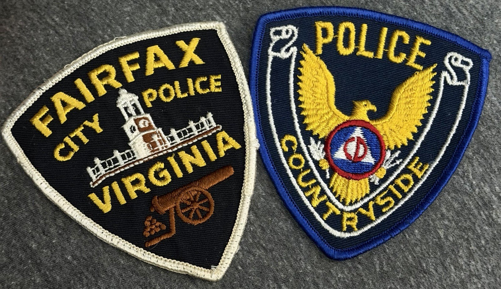 2 Police Patches Countryside Illinois Fairfax Virgina Civil Defense Patch