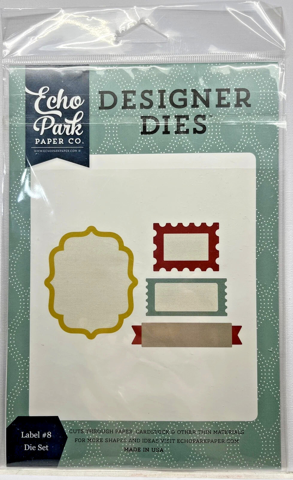 Echo Park Designer Dies Label #8 Die Set NIP 4pc Set