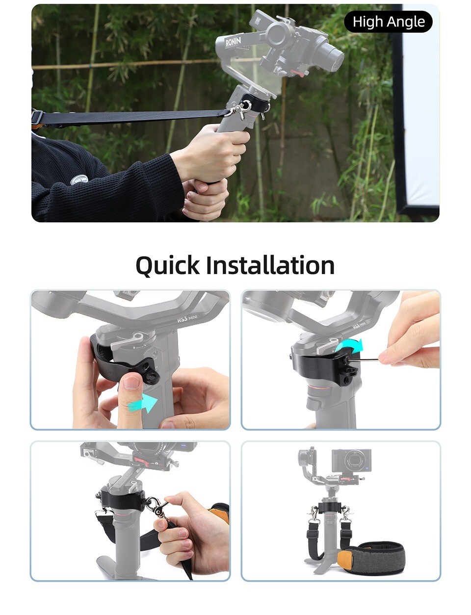 High Grade Handheld Gimbal Stabilizer Neck Shoulder Strap with Dual Hook Adjusta
