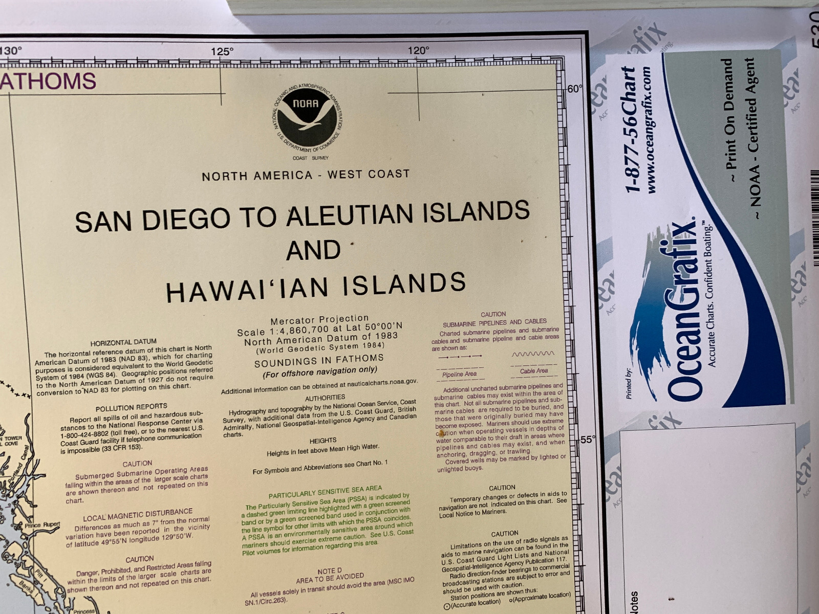 NOAA Nautical Chart 530  N American W Coast San Diego - Aleutian Is & Hawaiin Is