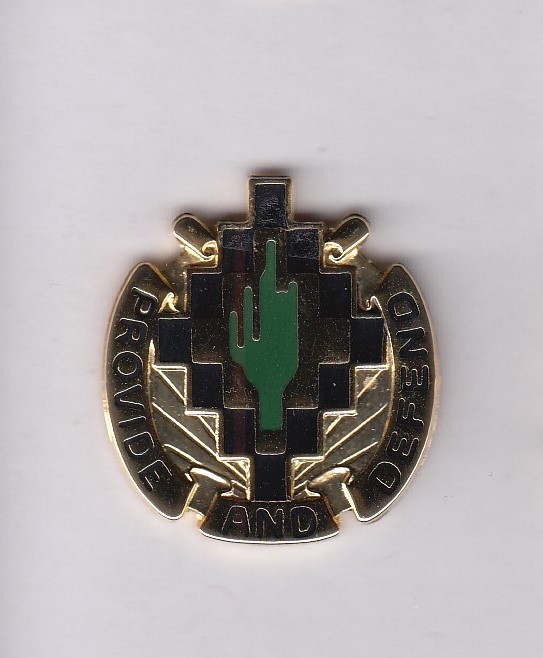 US Army 158th Support Bn Quartermaster QM Supply crest DUI badge P-23