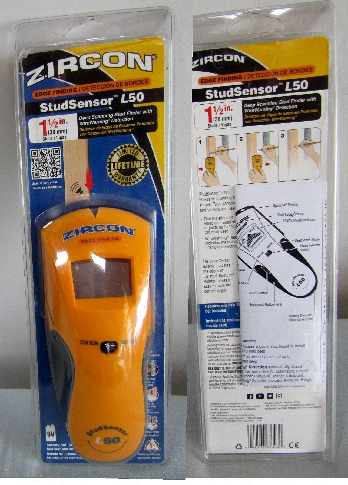 NEW in PKG ZIRCON L50 EDGE FINDING STUD SENSOR