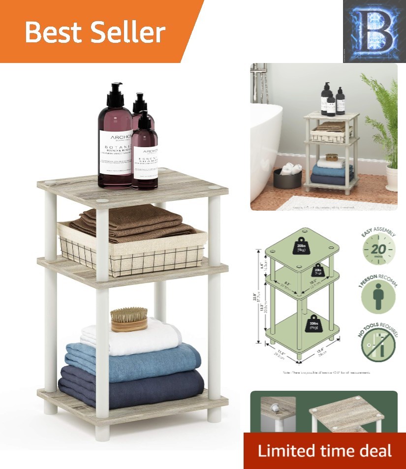 Compact 3-Tier Nightstand in Sonoma Oak with Effortless Assembly for Any Room