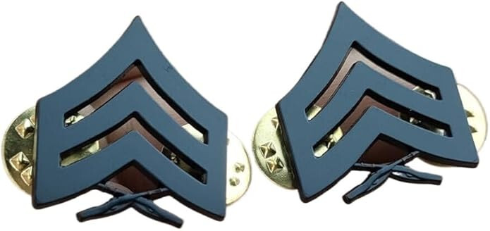PAIR OF U.S. Sergeant Marine Corps Rank Insignia DRESS LAPEL PIN BADGE BLACK