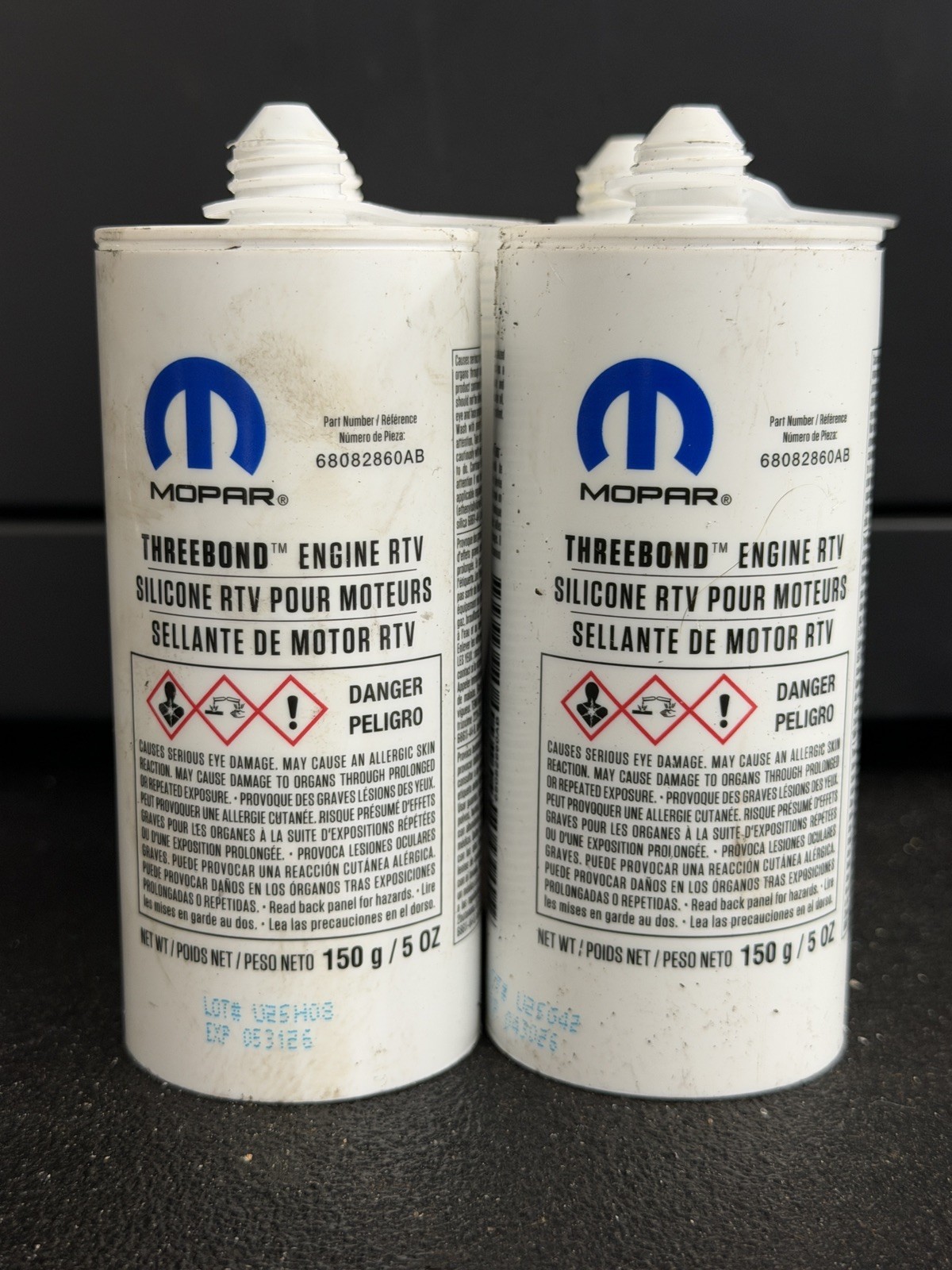 Genuine MOPAR 68082860AB Engine RTV Silicone Gray Sealer Three Bond PACK OF SIX