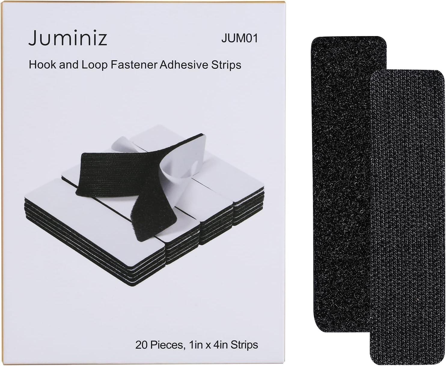 20 Sets Heavy Duty Hook & Loop Adhesive Strips 1x4â Black Sticky Back Fastener