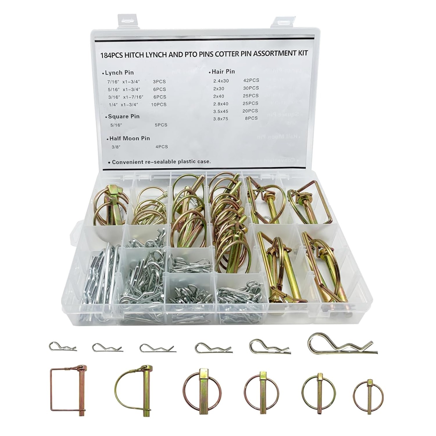 Rust-Resistant Cotter Pin Collection - 184pcs