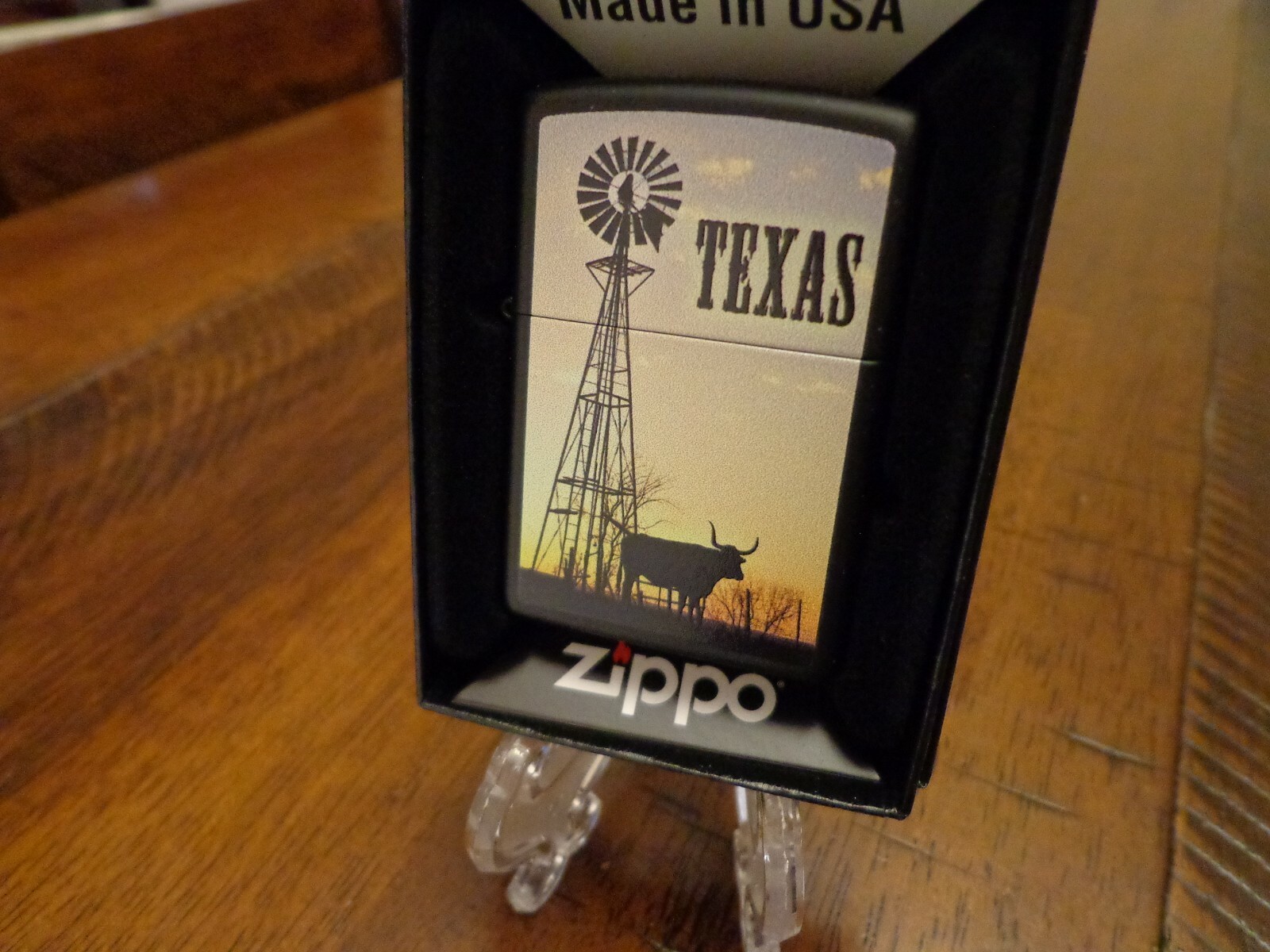 TEXAS LONGHORN STEER WINDMILL ZIPPO LIGHTER MINT IN BOX