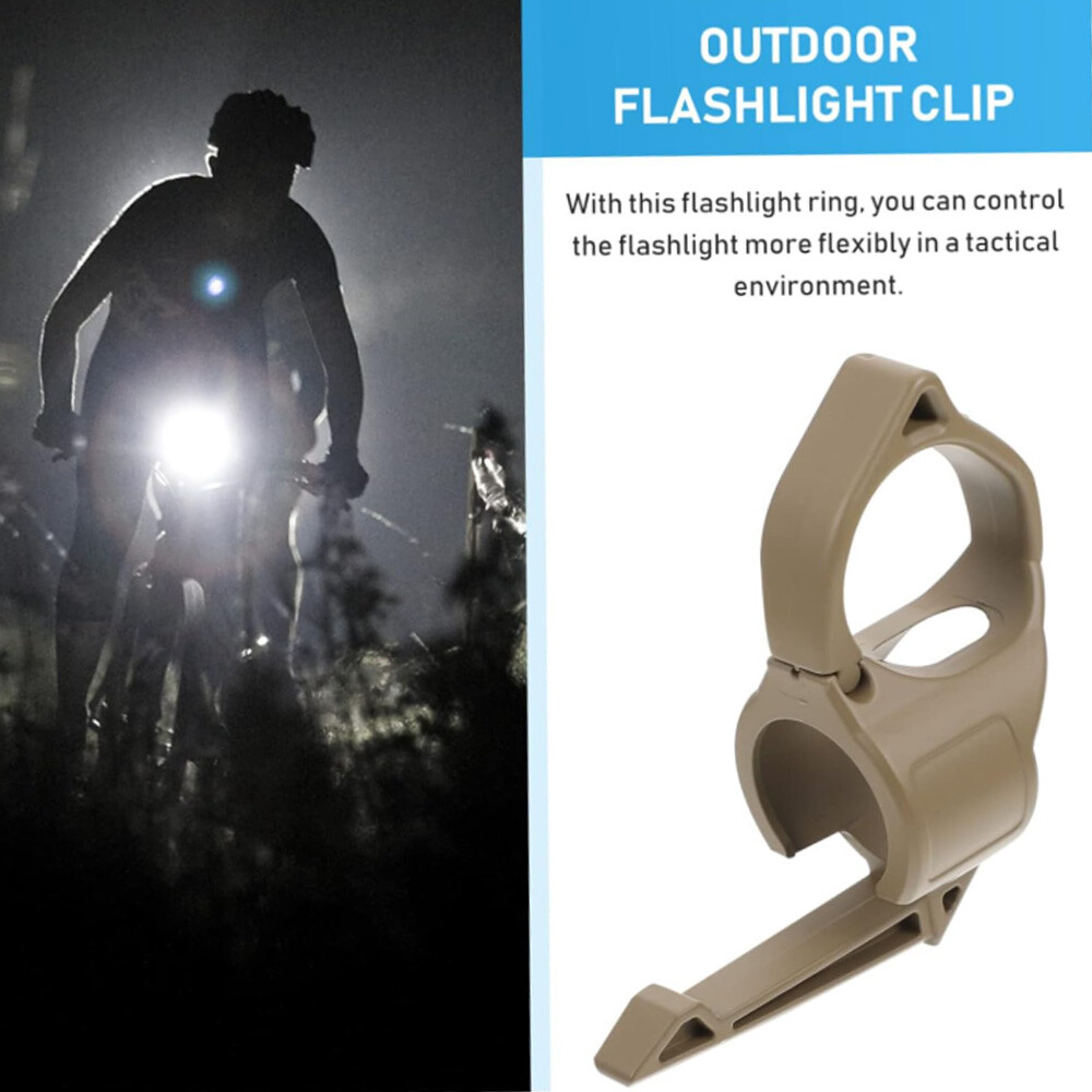 2PCS Portable Flashlight Holder Lightweight Tactical Flashlight Ring Pocket Clip