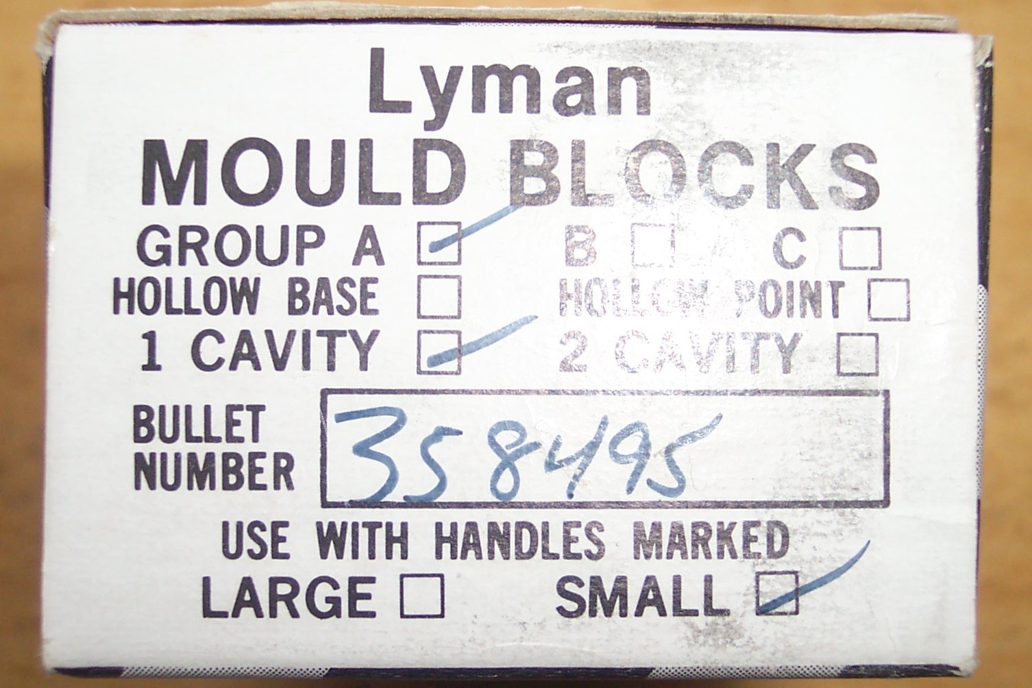 LYMAN 358495 SINGLE CAVITY 38/357 CAL 141 GRAIN MOULD UNUSED IN ORIGINAL WRAP