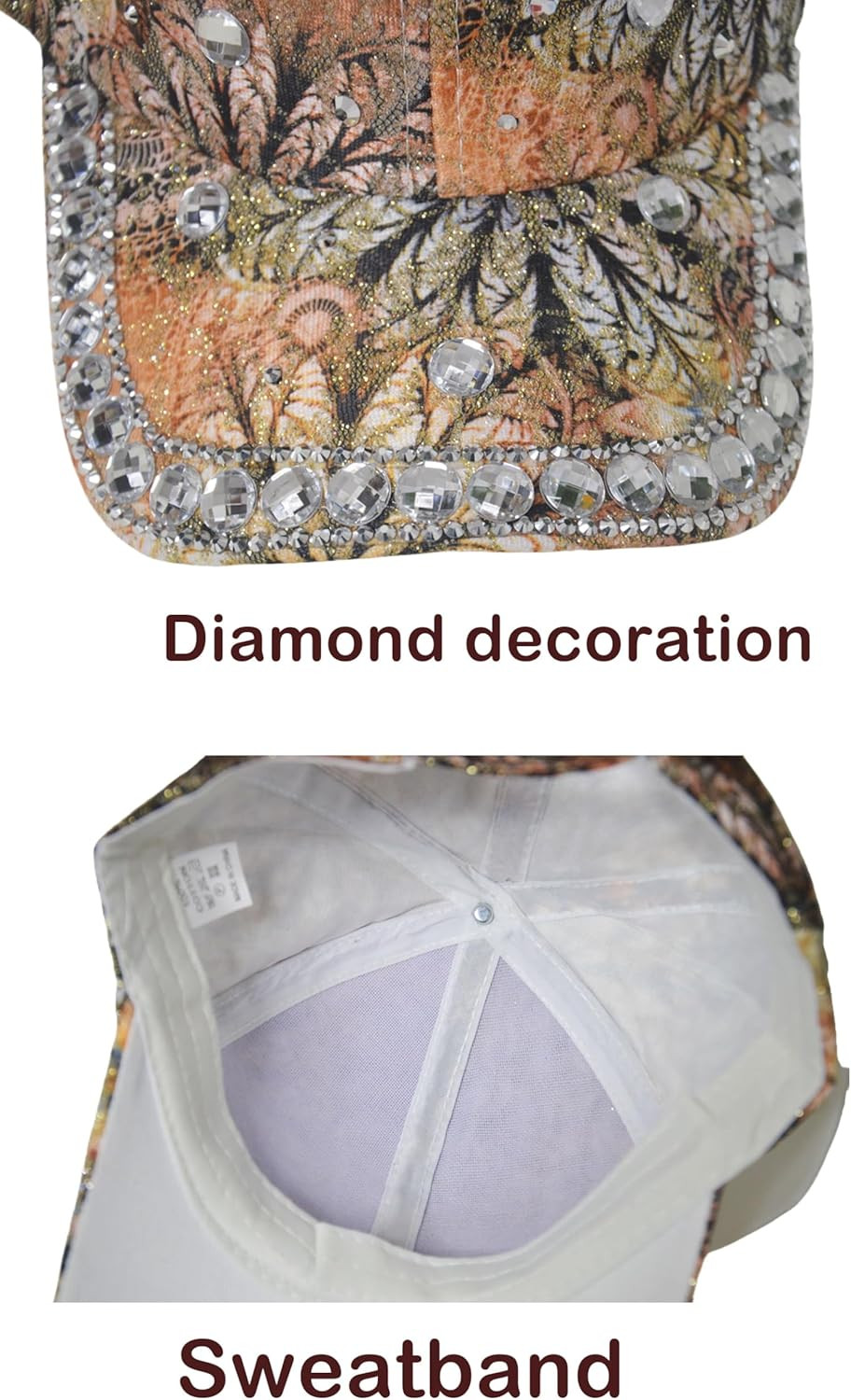 Bling Baseball Caps for Women, Rhinestone Summer Flower Baseball Hat, Adjustable