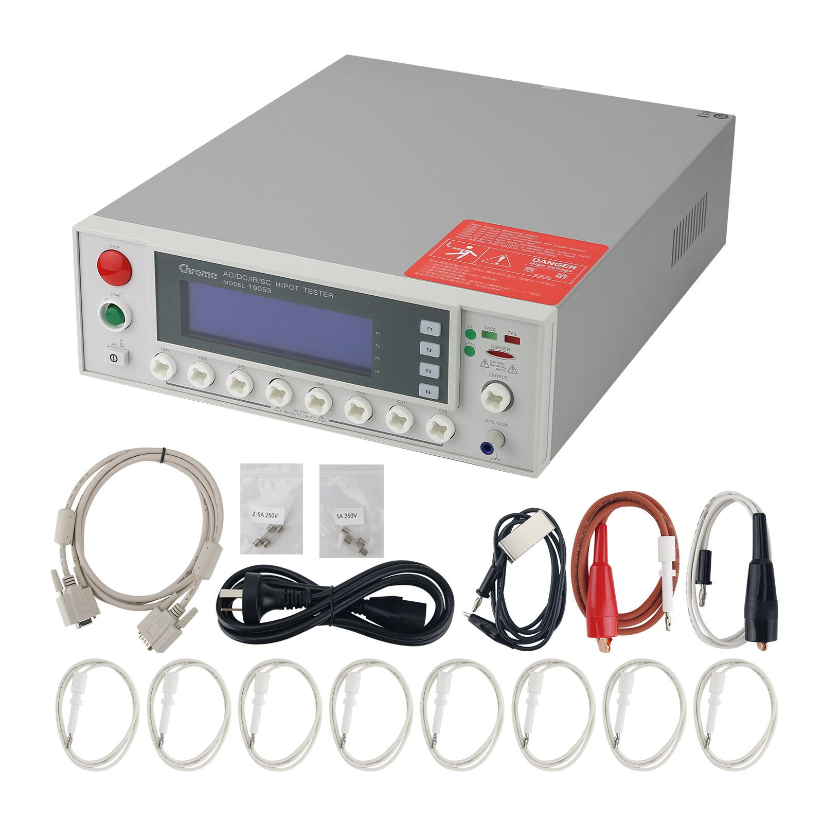 Chroma 19053 AC/DC/IR/SC HIPOT Tester 3-in-1 AC DC Tester 8-Channel Scanner top
