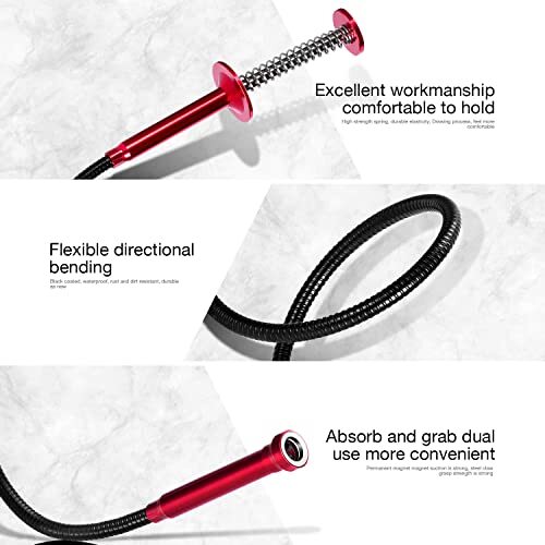Flexible Magnetic Pickup Tool, 24'' Four Claw Grabber Tool for Engine Bay/Sink