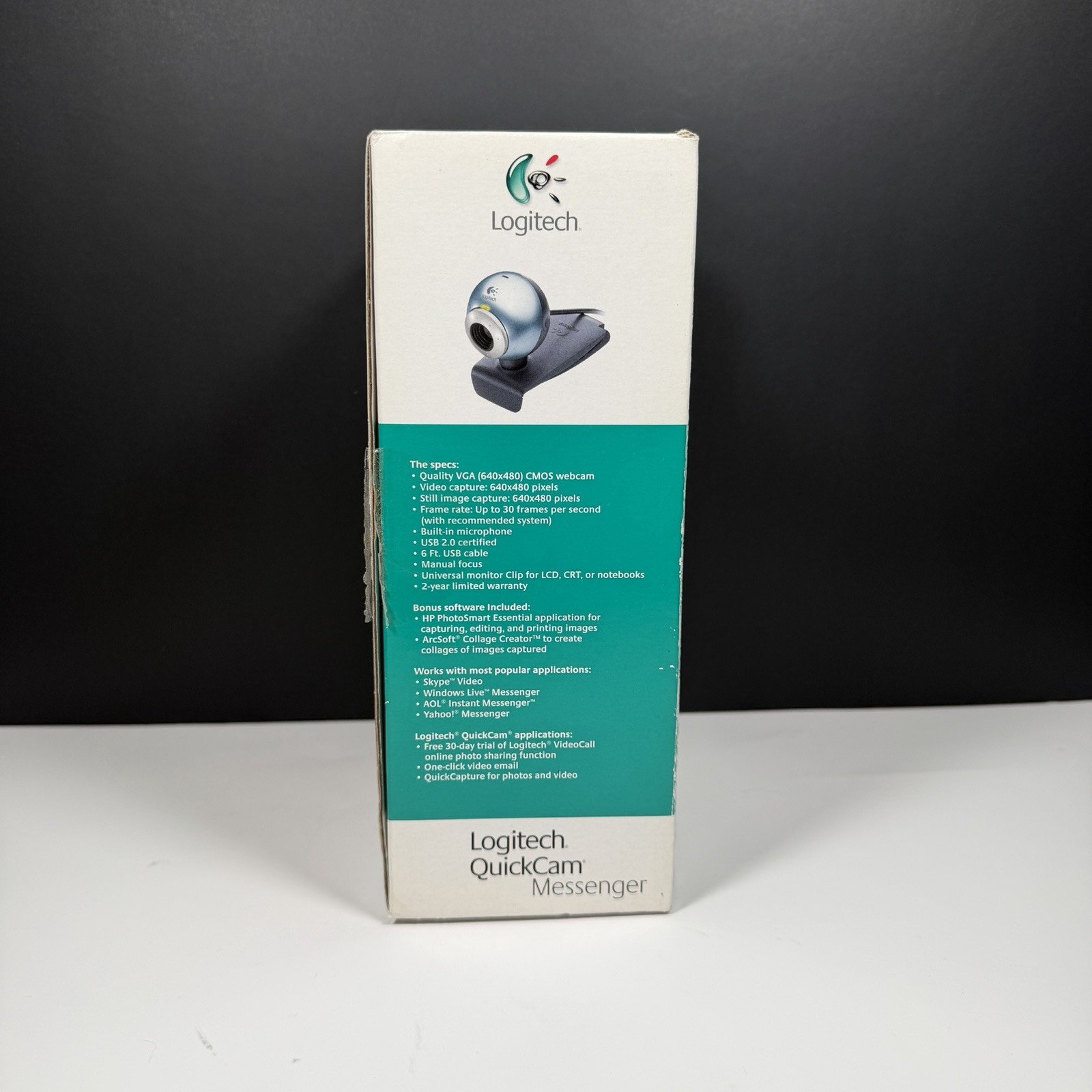 NOS 2007 Logitech QuickCam Messenger Computer Laptop Webcam SHELF WEAR BOX