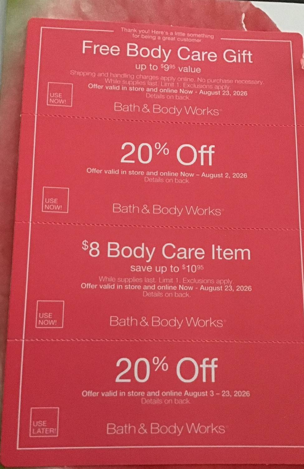 Bath & Body Works Coupons - Expires August 2, 2026 & August 23, 2026