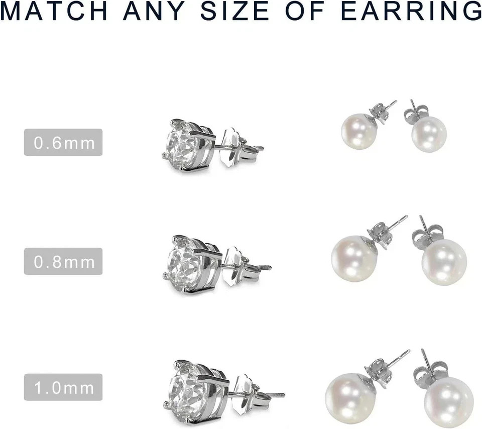 30Pcs/15 Pairs 925 Sterling Silver Earring Backs Replacement Secure Ear Locking