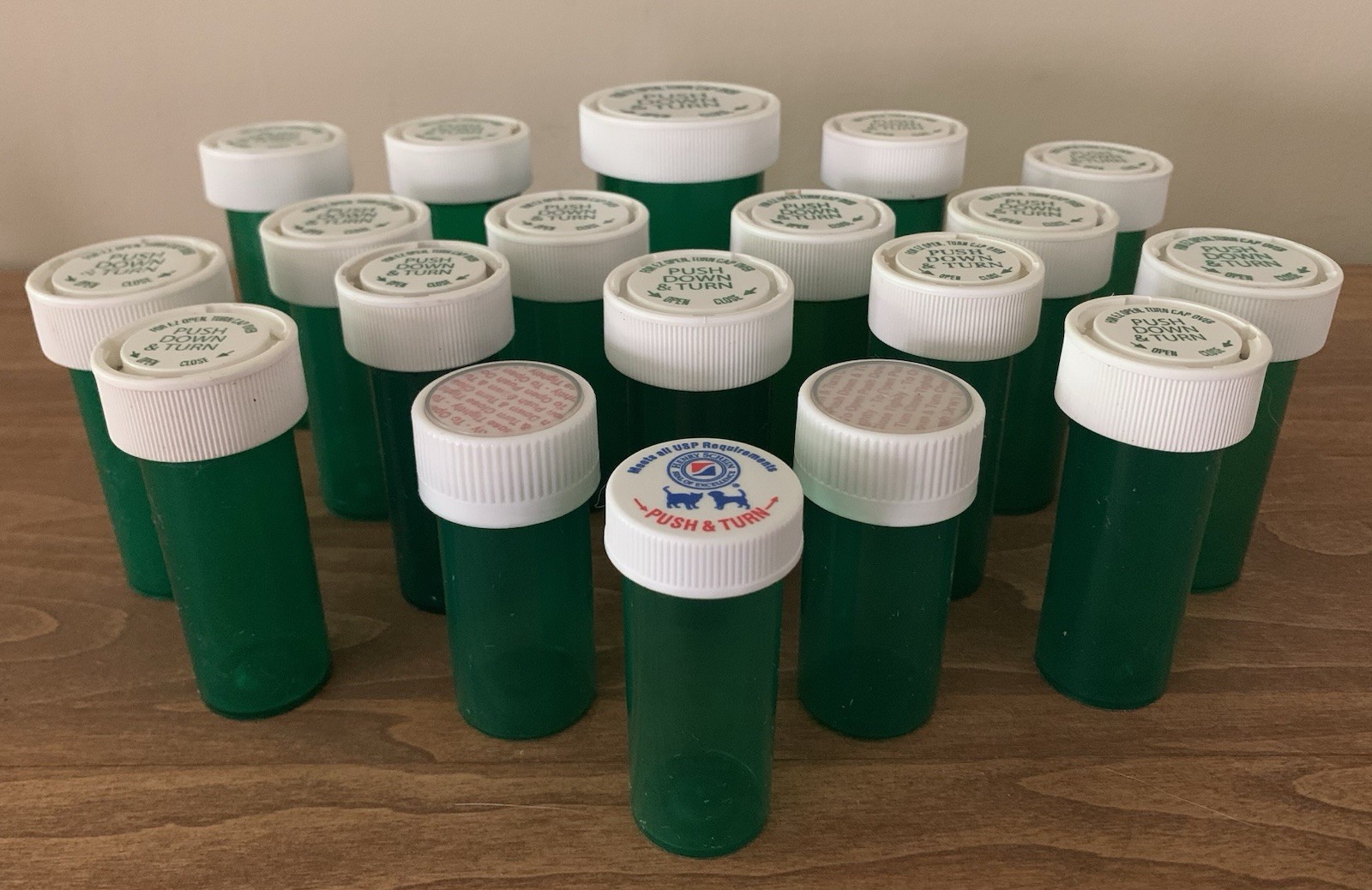 Lot 19 Empty Green Prescription Rx PILL BOTTLES Arts Crafts Storage Organization