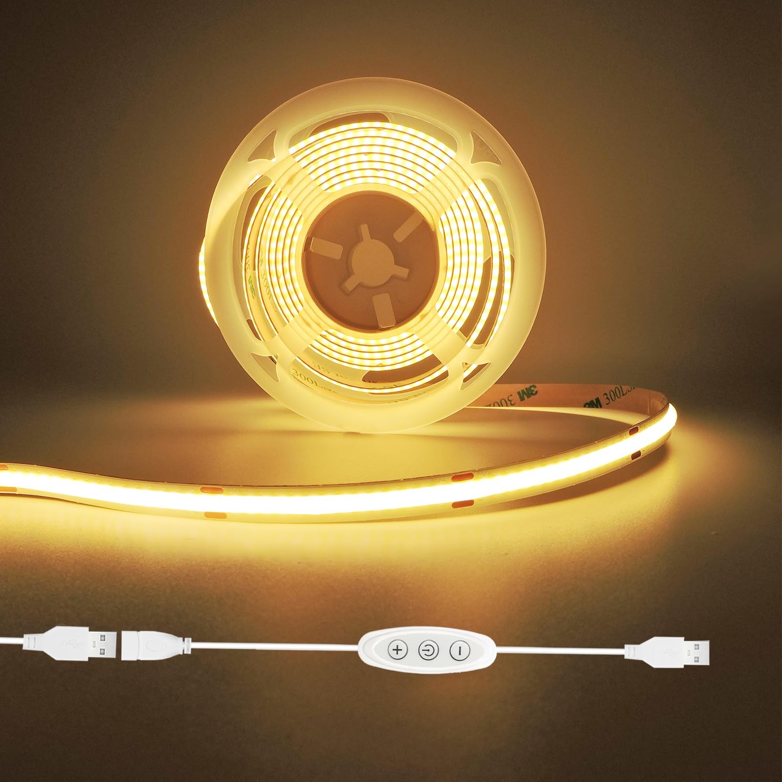 LED Strip Lights 6ft Warm White 2700K with USB Dimmer Switch